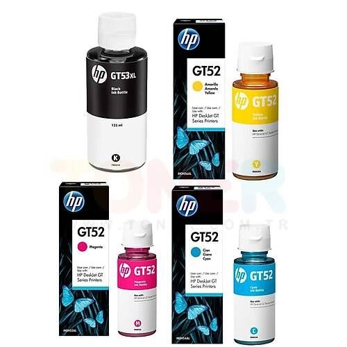 HP GT53XL/GT52 Tüm Renkler Set Şişe Orijinal Mürekkep