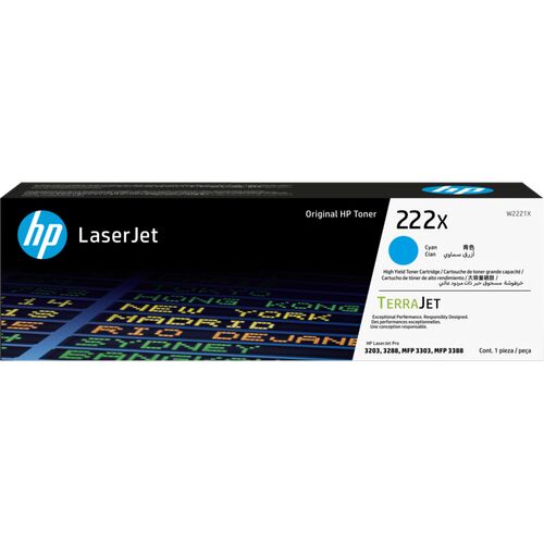 HP 222X W2221X Mavi Yüksek Kapasite Orijinal Toner 2500 Sayfa
