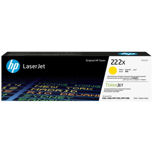 HP 222X W2222X Sarı Yüksek Kapasite Orijinal Toner 2500 Sayfa